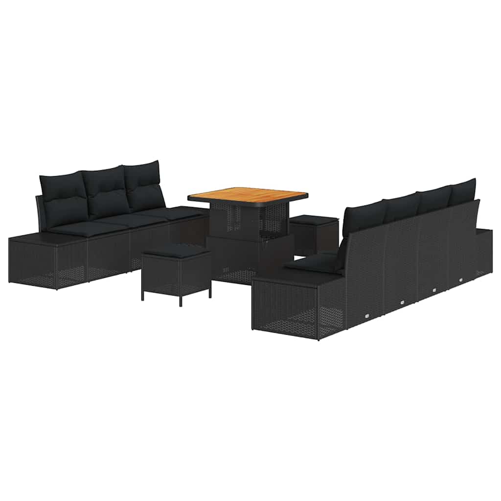 Gartensofa-set 10 stk. Schwarz Poly-Rattan
