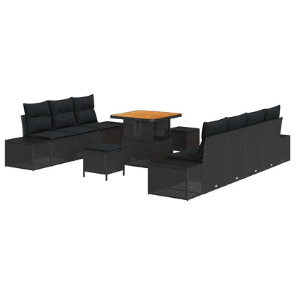 Gartensofa-set 10 stk. Schwarz Poly-Rattan