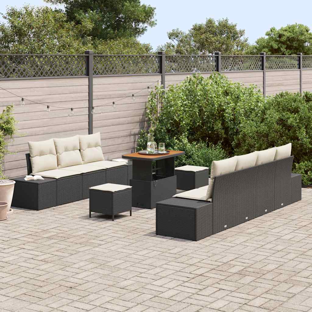 Gartensofa-set 10 stk. Schwarz Poly-Rattan