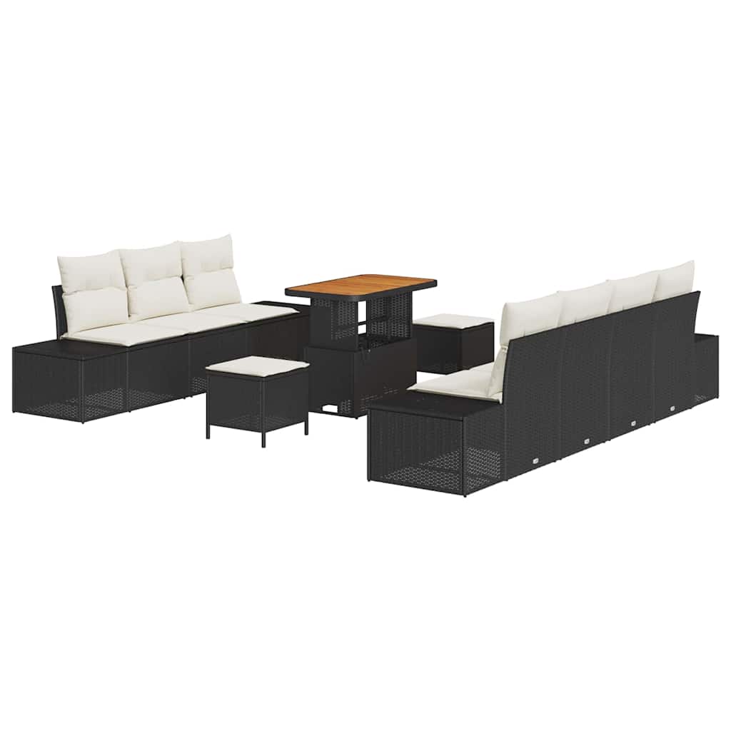 Gartensofa-set 10 stk. Schwarz Poly-Rattan