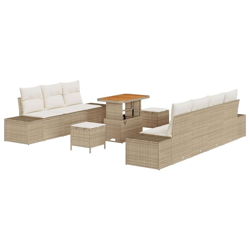 Gartensofa-set 10 stk. Beige Poly-Rattan