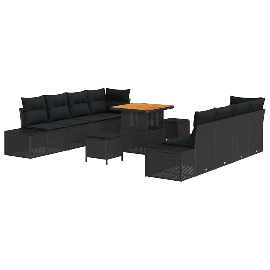 Gartensofa-set 11 stk. Schwarz Poly-Rattan