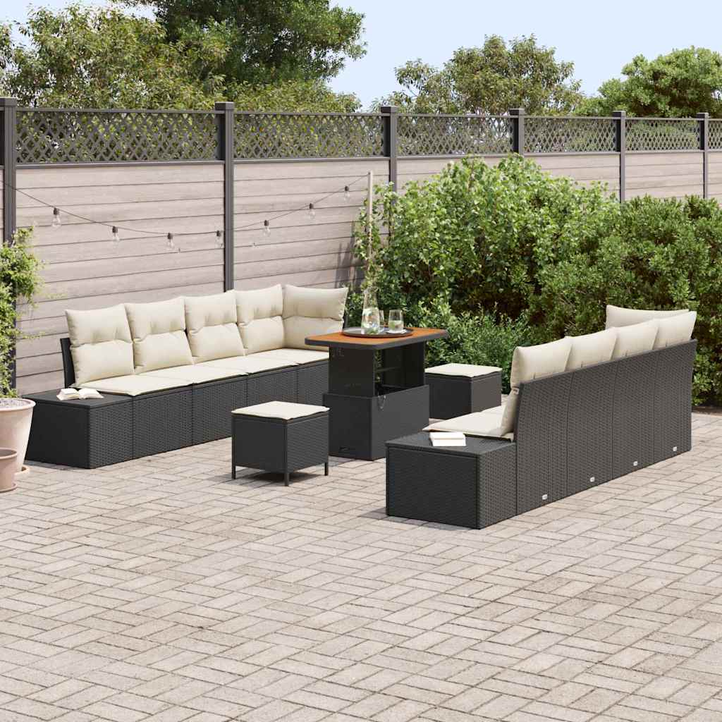 Gartensofa-set 11 stk. Schwarz Poly-Rattan