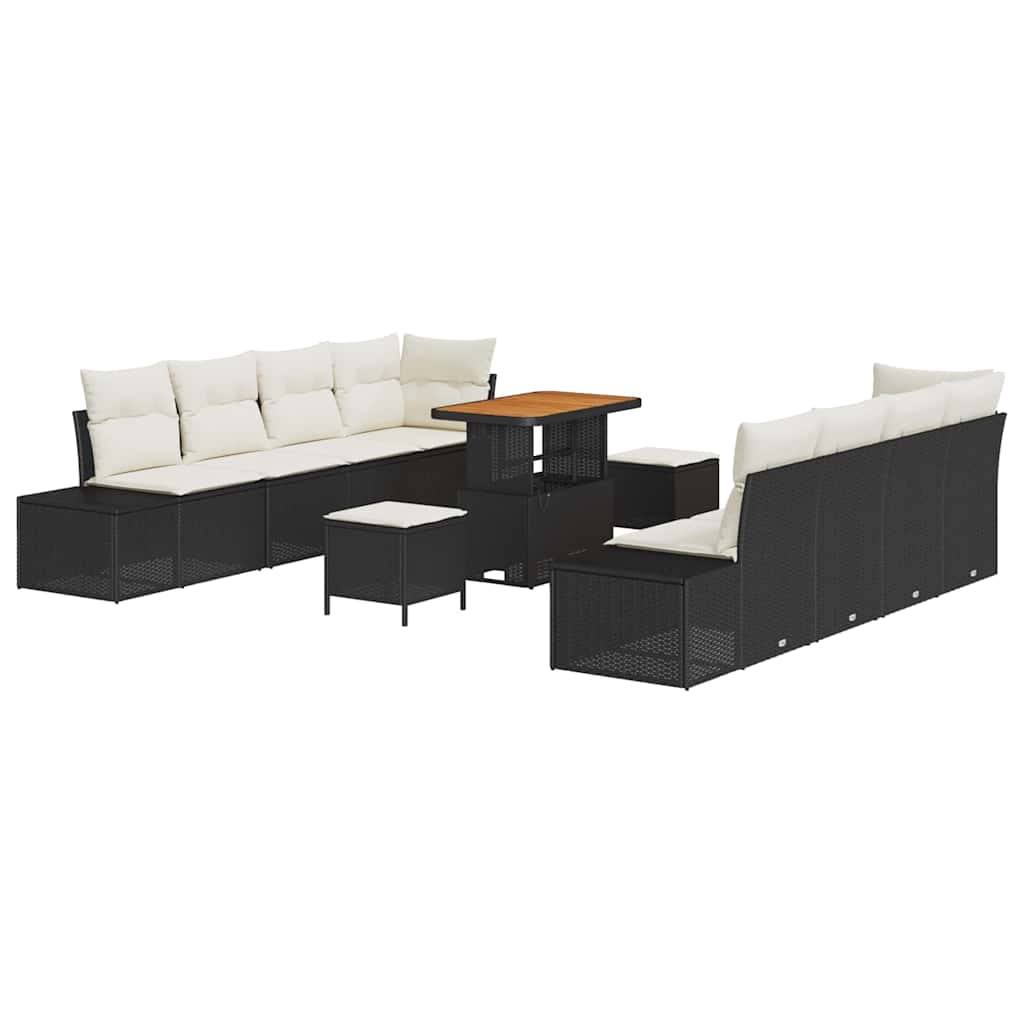 Gartensofa-set 11 stk. Schwarz Poly-Rattan