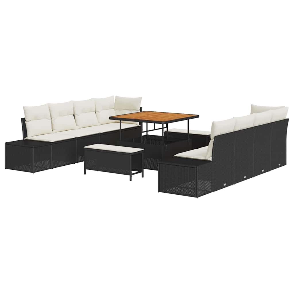 Gartensofa-set 11 stk. Schwarz Poly-Rattan