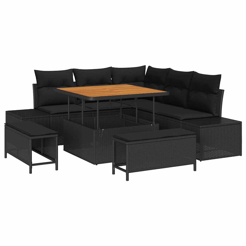 Gartensofa-set 8 stk. Schwarz Poly-Rattan