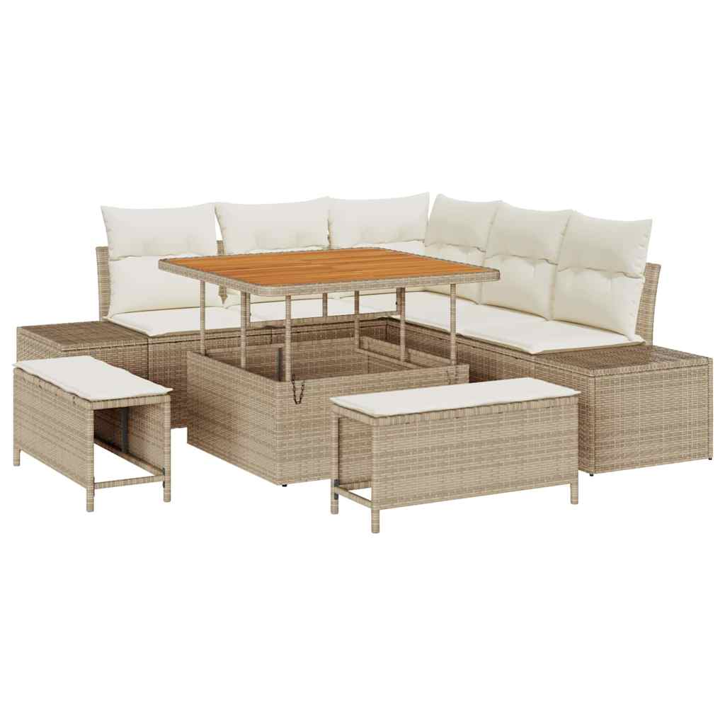 Gartensofa-set 8 stk. Beige Poly-Rattan