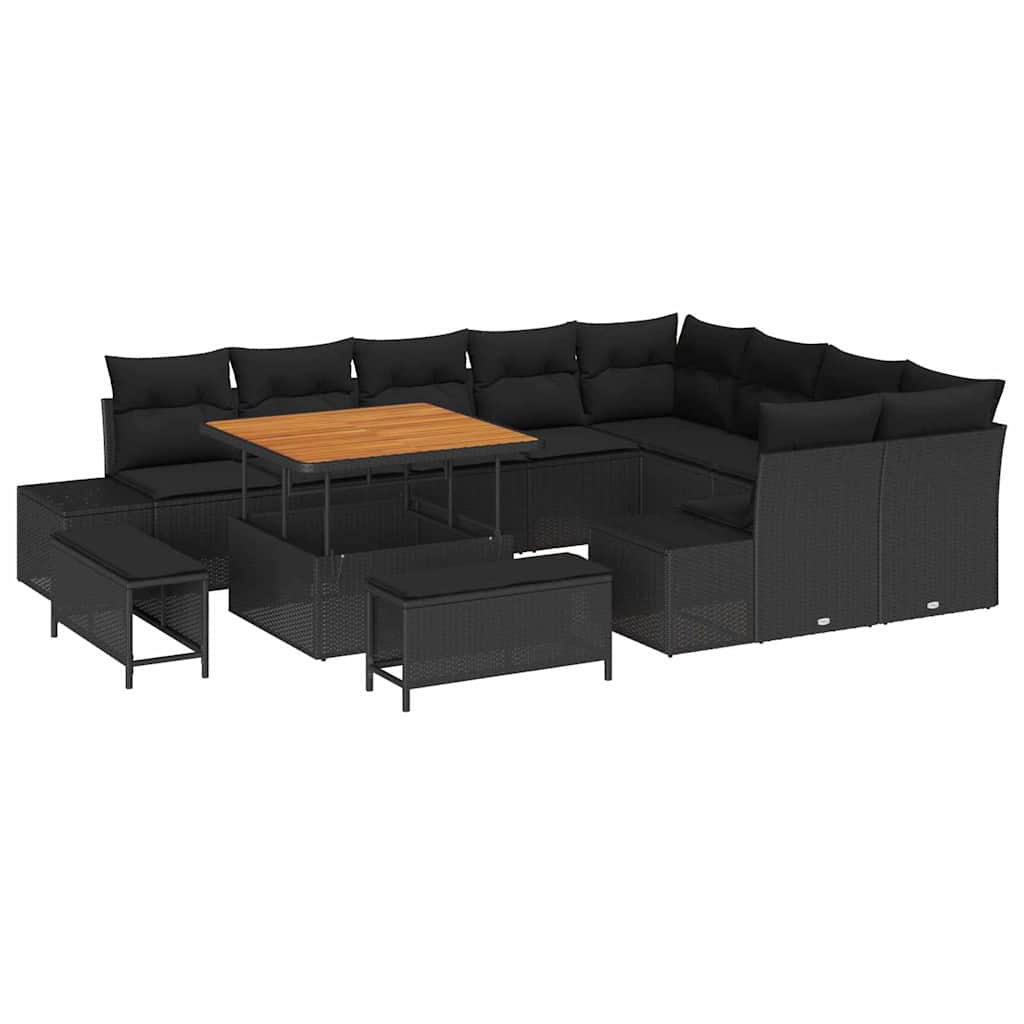 Gartensofa-set 12 stk. Schwarz Poly-Rattan