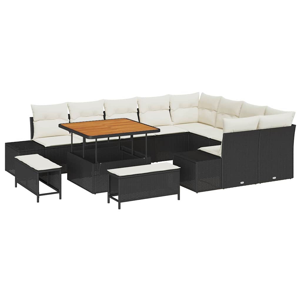 Gartensofa-set 12 stk. Schwarz Poly-Rattan