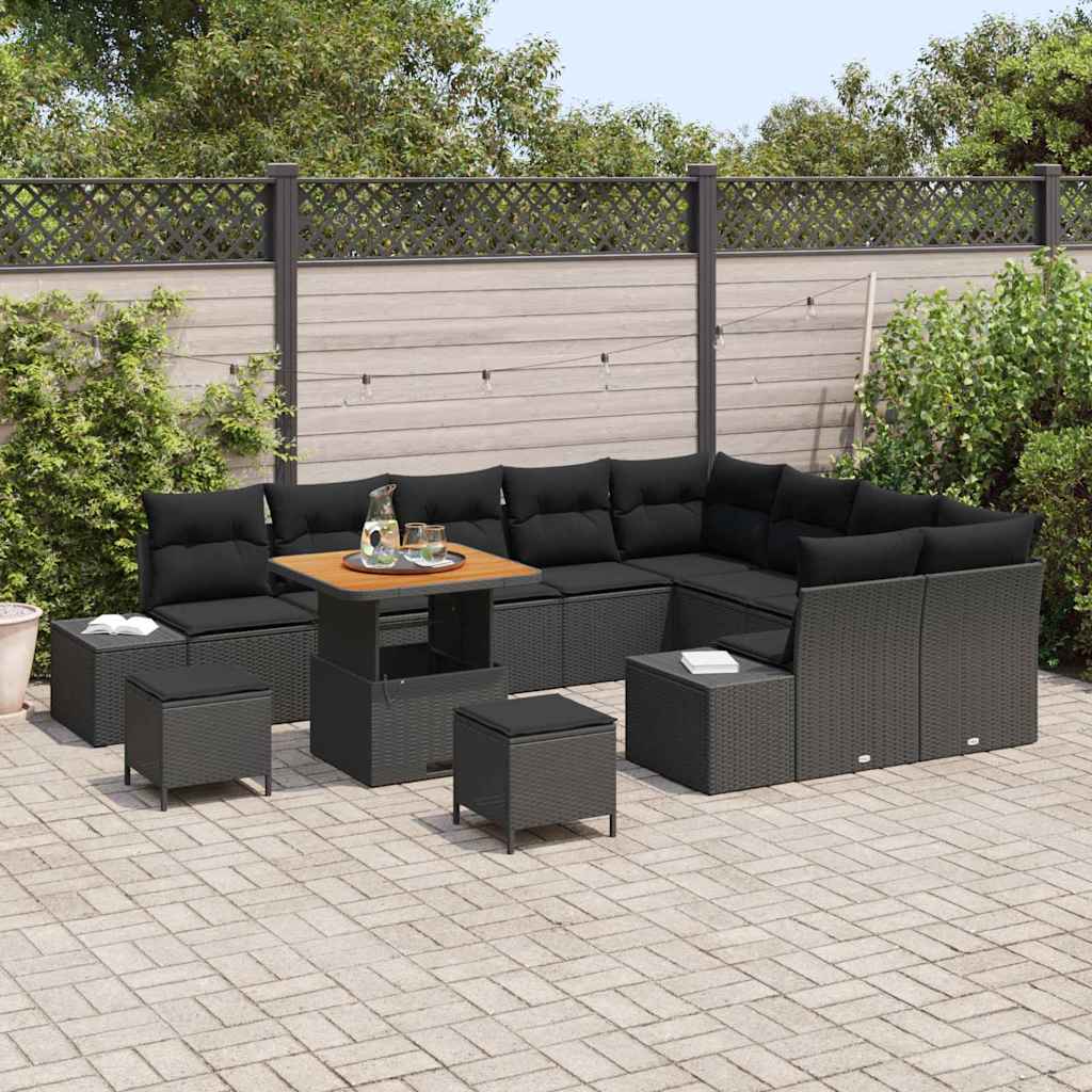 Gartensofa-set 12 stk. Schwarz Poly-Rattan