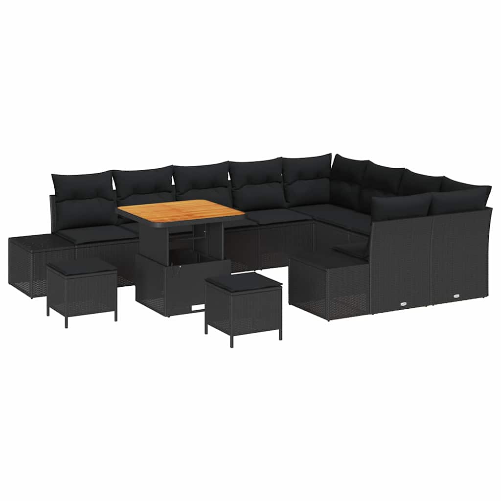 Gartensofa-set 12 stk. Schwarz Poly-Rattan