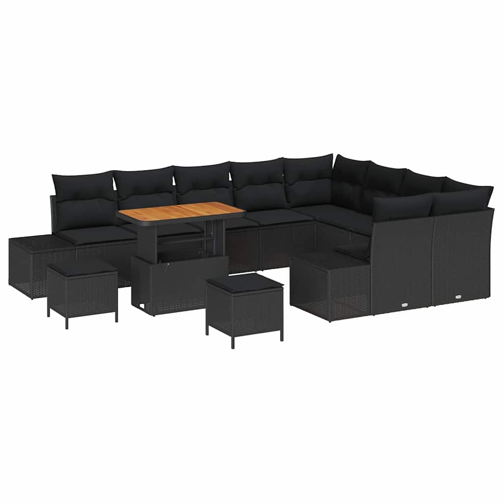 Gartensofa-set 12 Stk. Schwarz Poly-Rattan