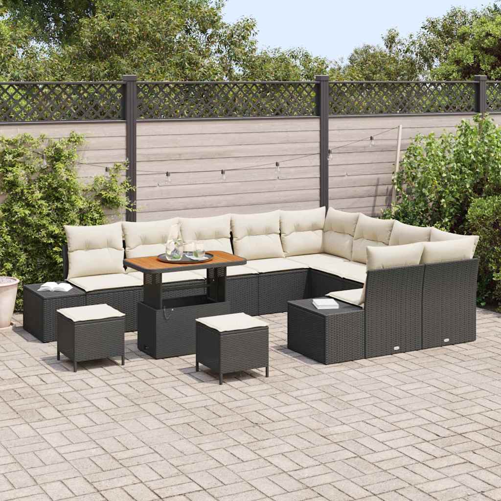 Gartensofa-set 12 stk. Schwarz Poly-Rattan