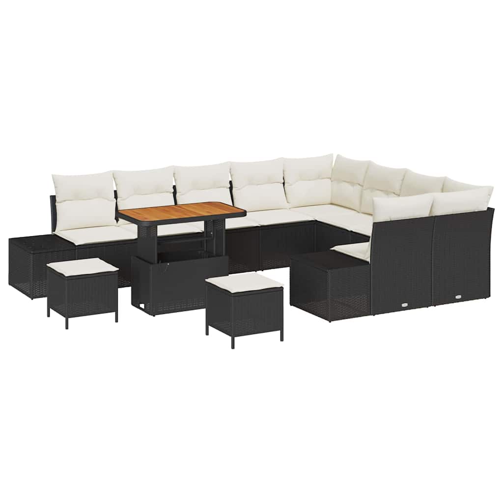 Gartensofa-set 12 stk. Schwarz Poly-Rattan