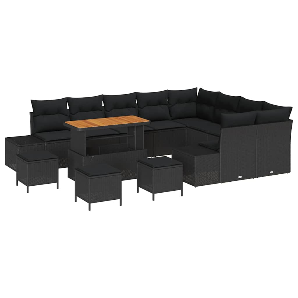 Gartensofa-set 13 stk. Schwarz Poly-Rattan