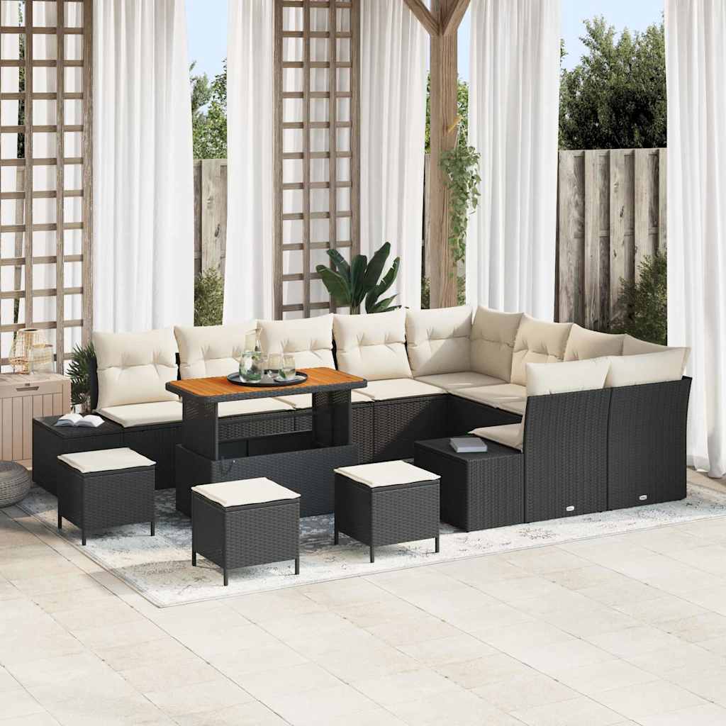 Gartensofa-set 13 stk. Schwarz Poly-Rattan