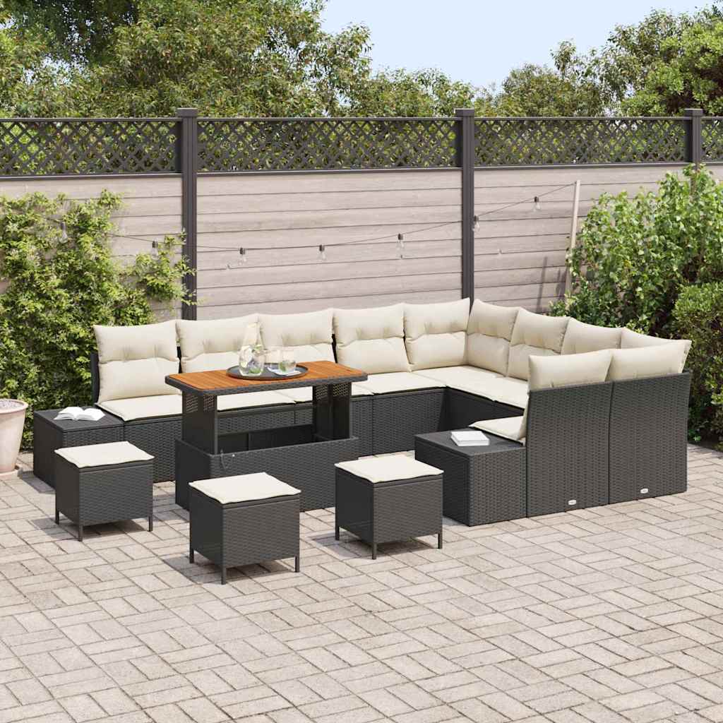 Gartensofa-set 13 stk. Schwarz Poly-Rattan