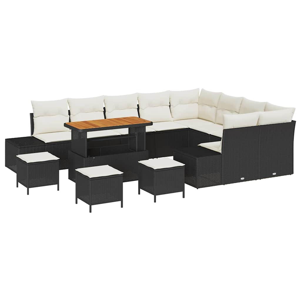 Gartensofa-set 13 stk. Schwarz Poly-Rattan