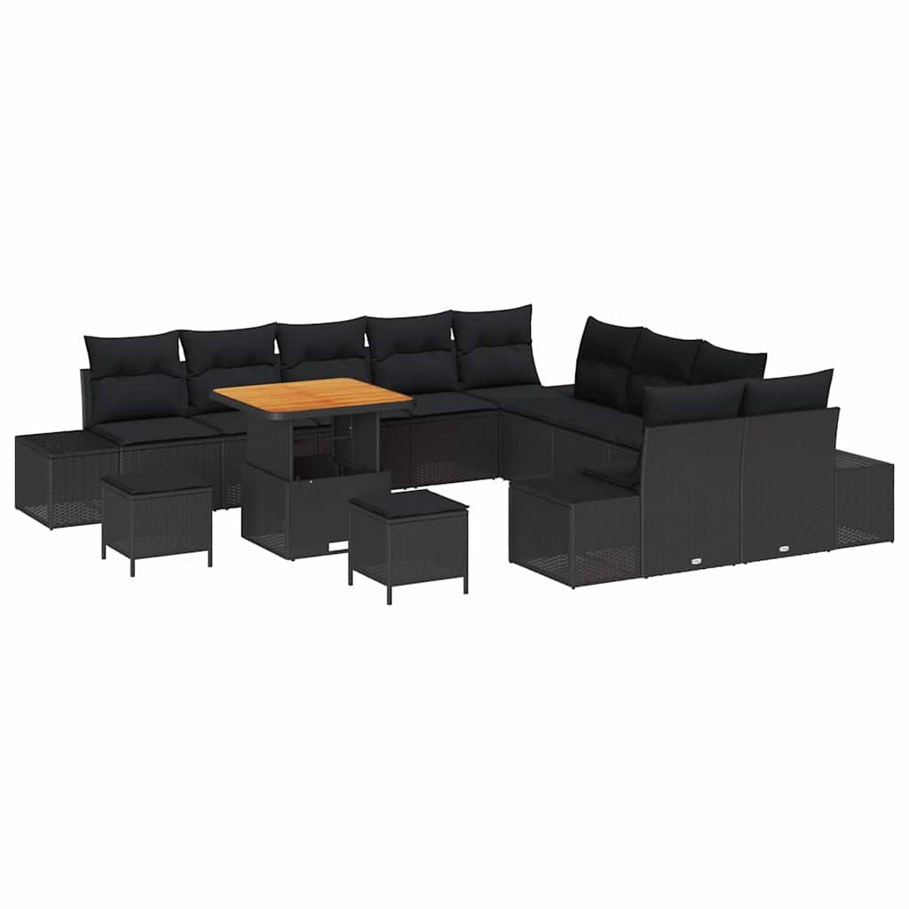 Gartensofa-set 13 stk. Schwarz Poly-Rattan