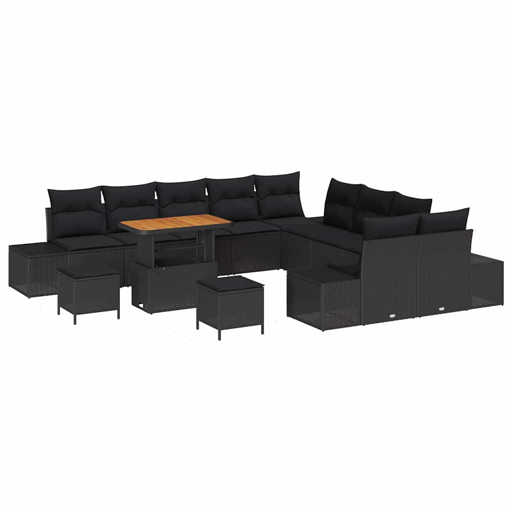 Gartensofa-set 13 Stk. Schwarz Poly-Rattan