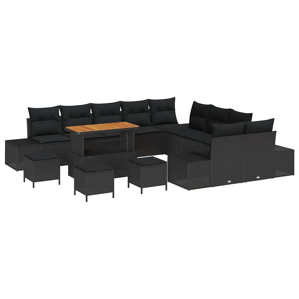 Gartensofa-set 14 stk. Schwarz Poly-Rattan