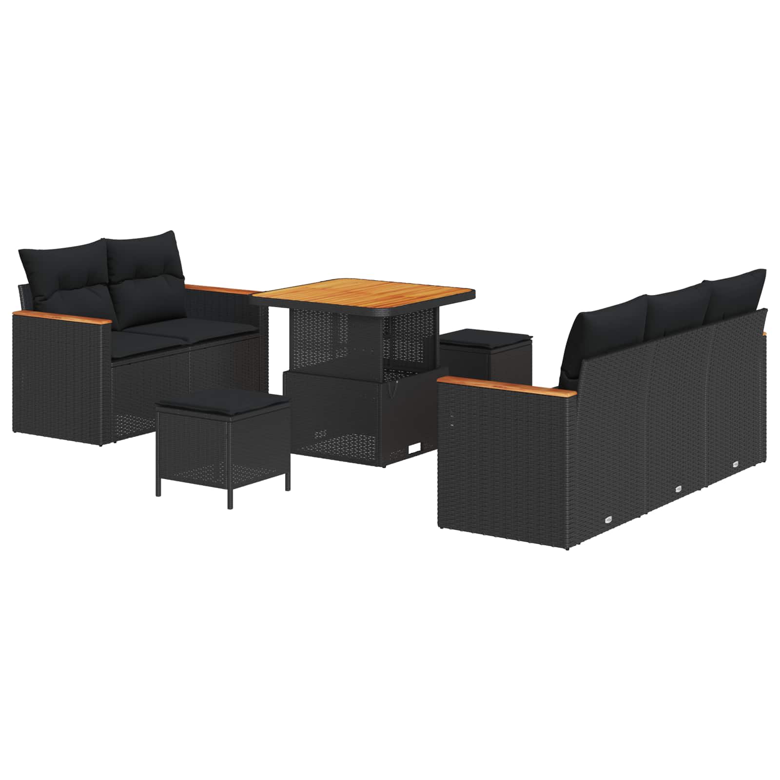 Gartensofa-set 8 Stk. Schwarz Poly-Rattan