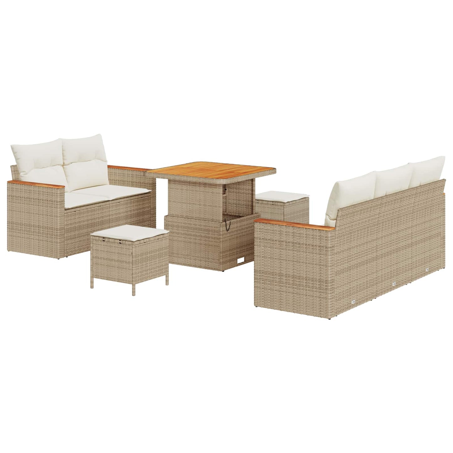 Gartensofa-set 8 pcs Beige Poly-Rattan
