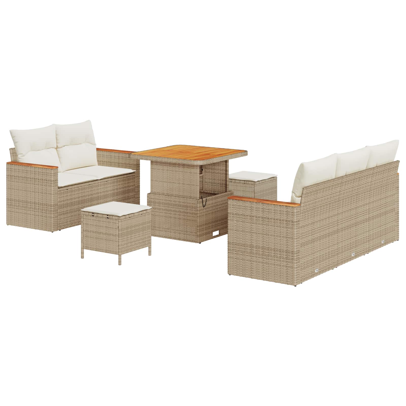 Gartensofa-set 8 pcs Beige Poly-Rattan