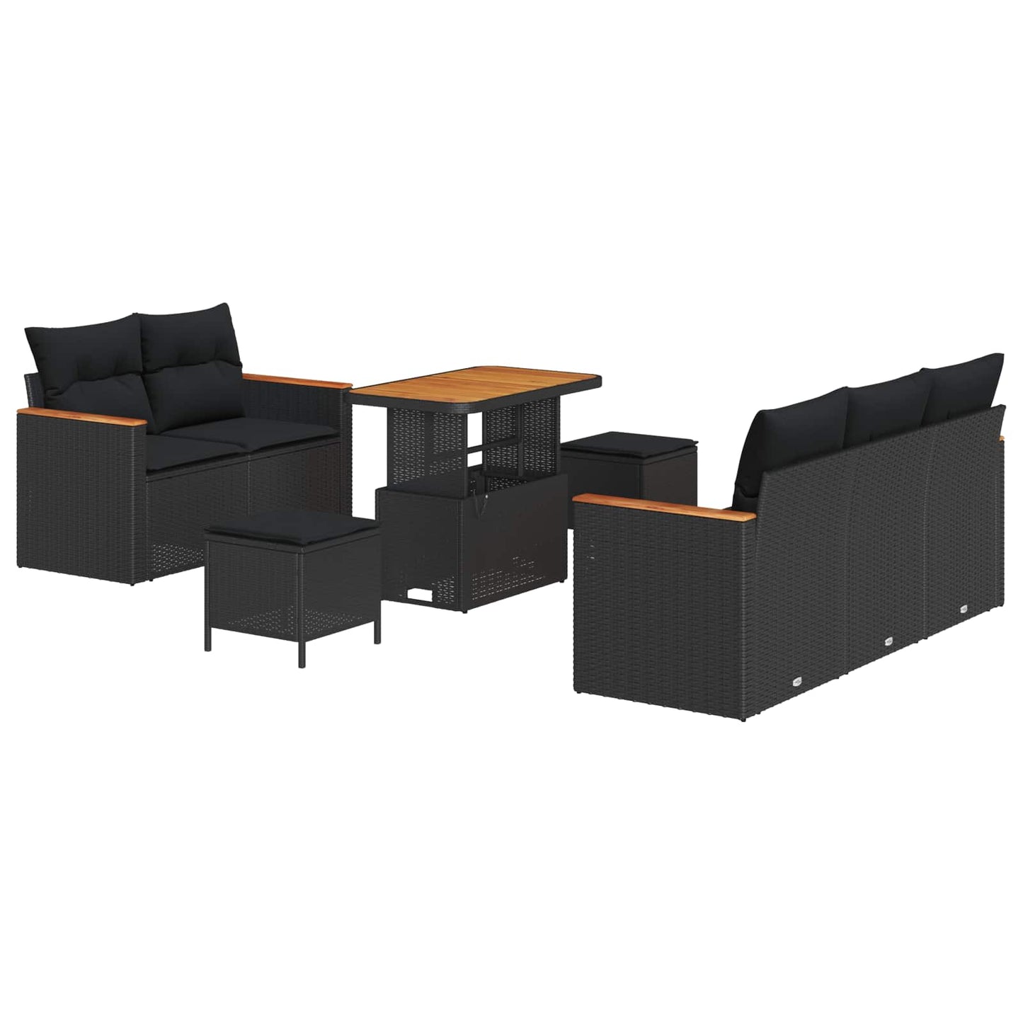 Gartensofa-set 8 stk. Schwarz Poly-Rattan