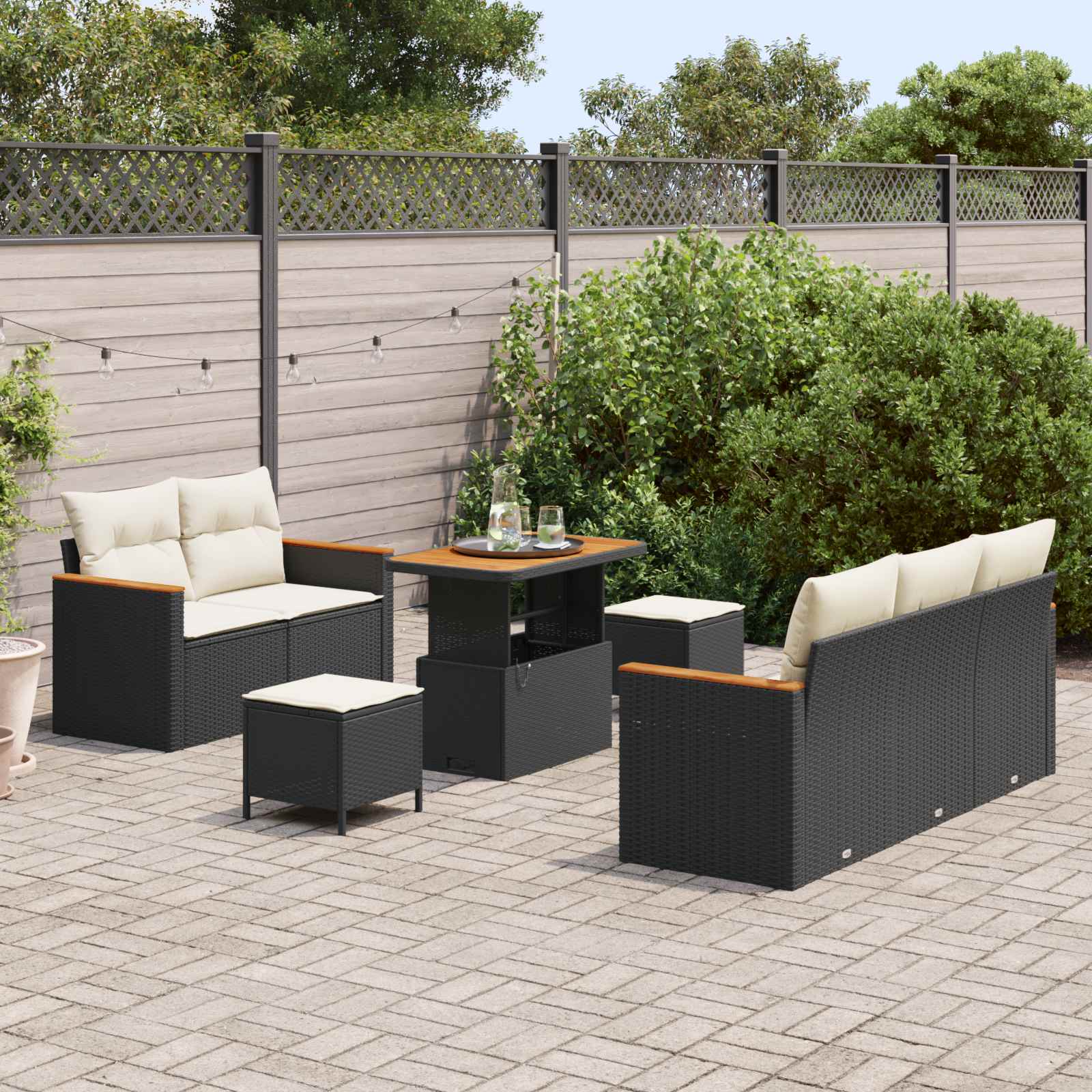 Gartensofa-set 8 stk. Schwarz Poly-Rattan