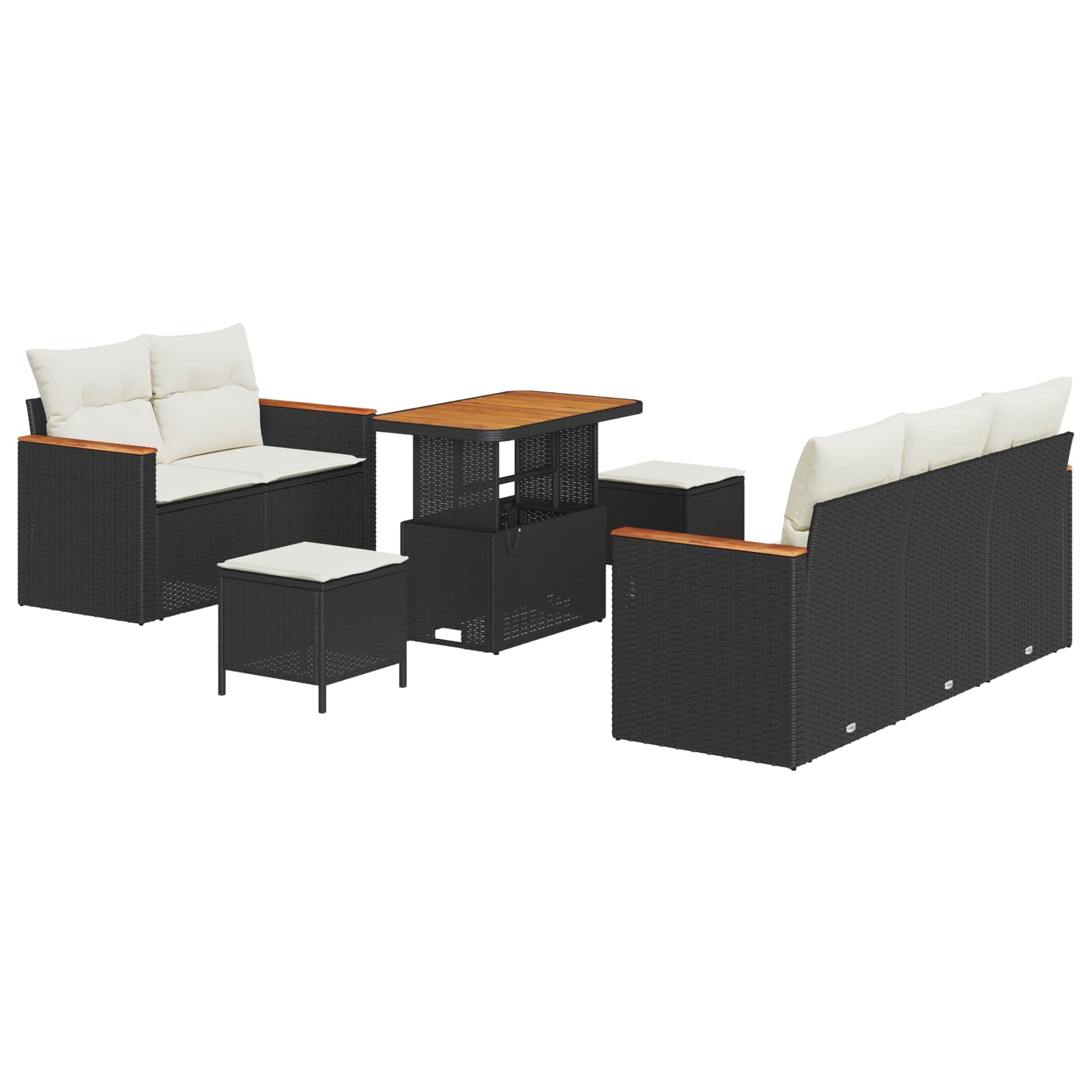 Gartensofa-set 8 stk. Schwarz Poly-Rattan