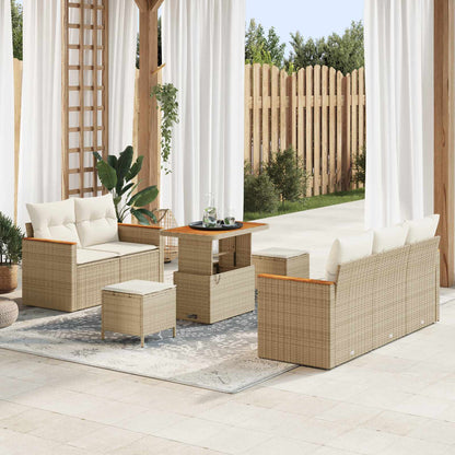 Gartensofa-set 8 stk. Beige Poly-Rattan