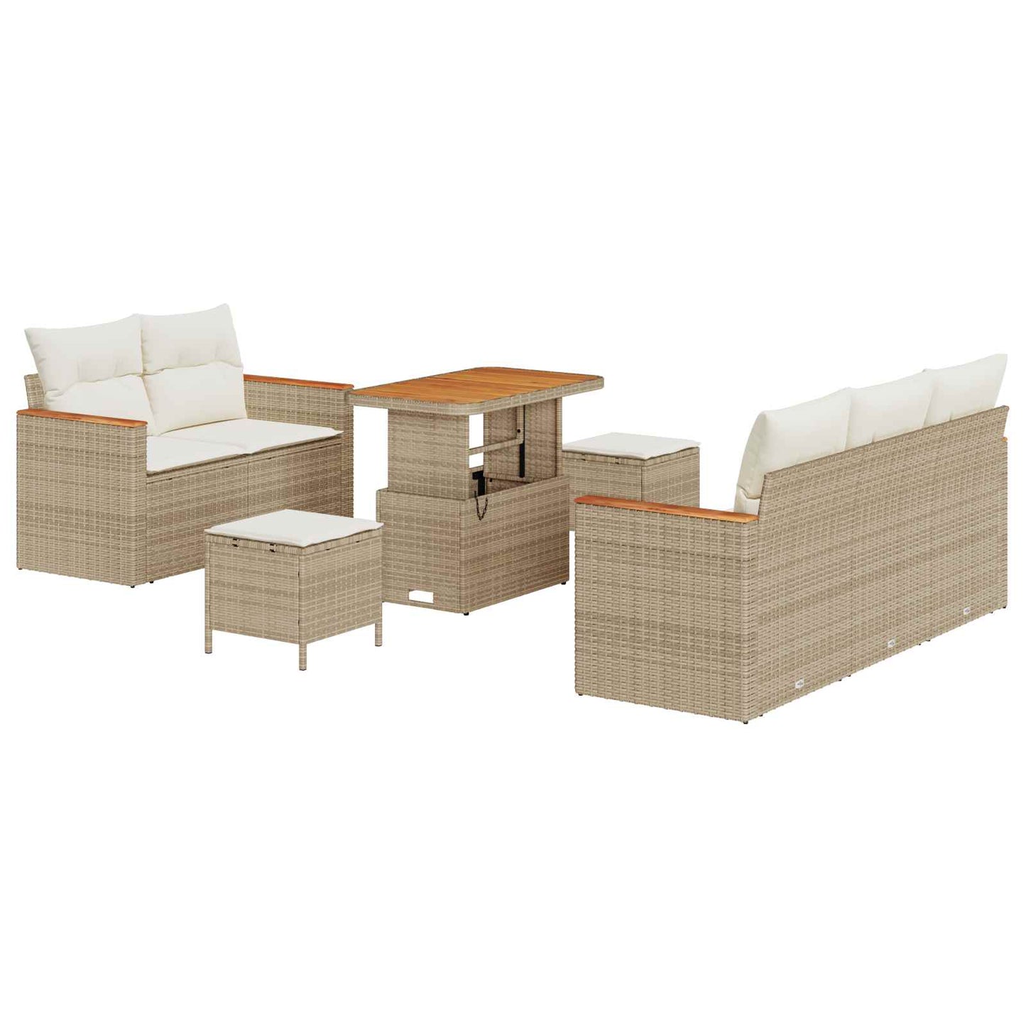 Gartensofa-set 8 stk. Beige Poly-Rattan