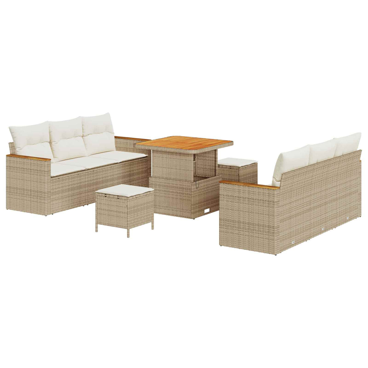 Gartensofa-set 9 pcs Beige Poly-Rattan