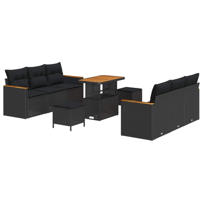 Gartensofa-set 9 pcs Schwarz Poly-Rattan