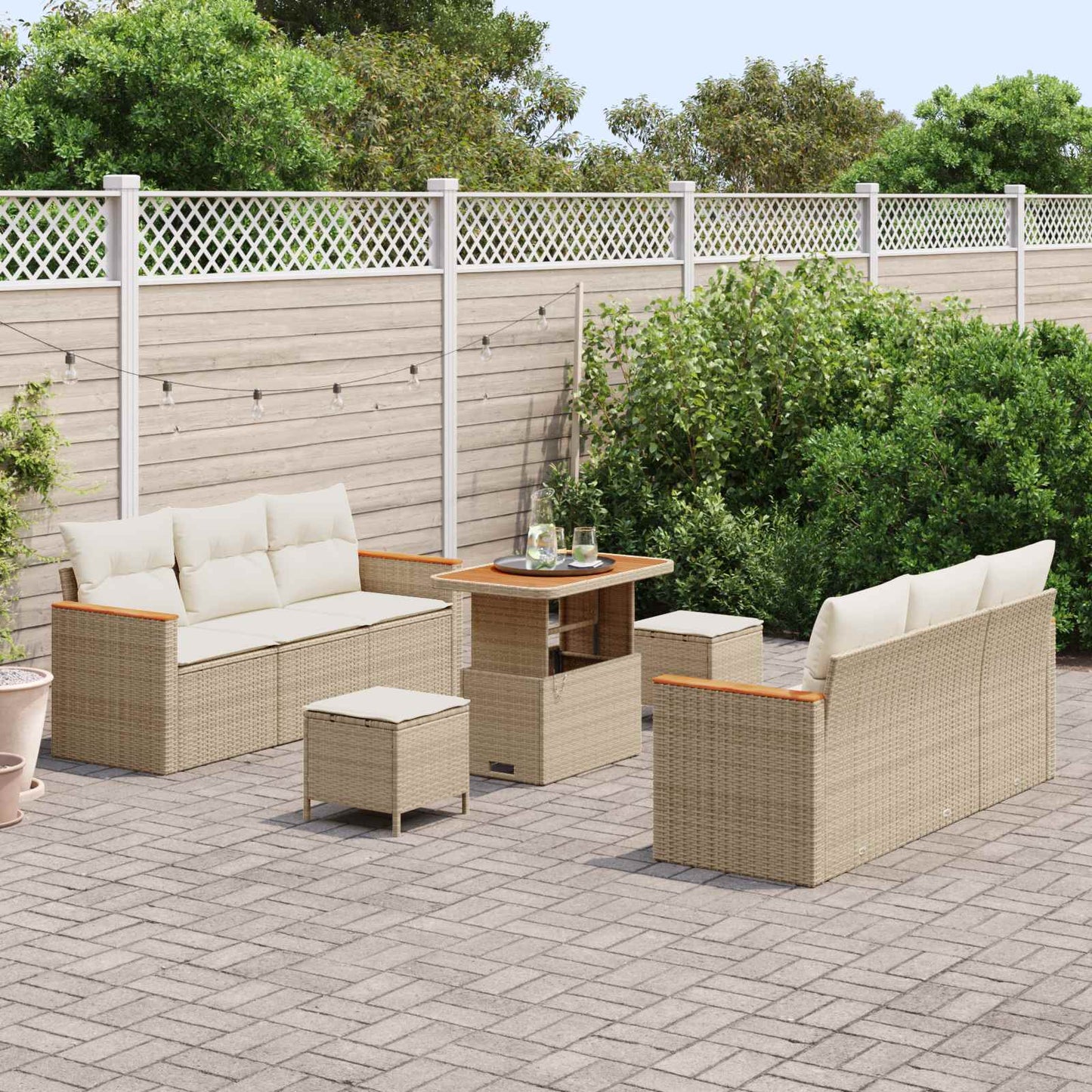 Gartensofa-set 9 pcs Beige Poly-Rattan