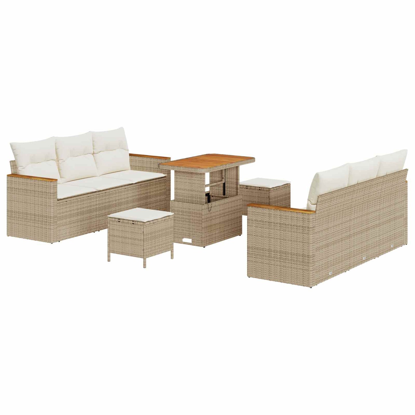 Gartensofa-set 9 pcs Beige Poly-Rattan