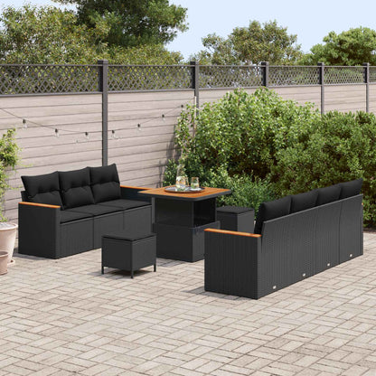 Gartensofa-set 10 stk. Schwarz Poly-Rattan