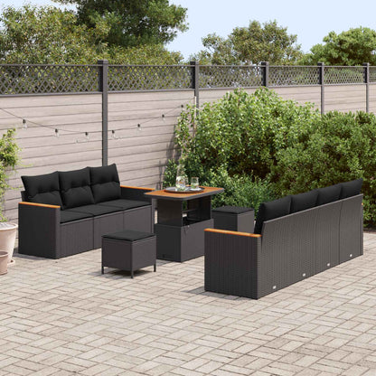 Gartensofa-set 10 stk. Schwarz Poly-Rattan