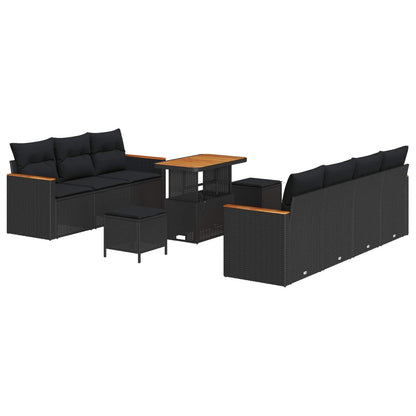 Gartensofa-set 10 stk. Schwarz Poly-Rattan