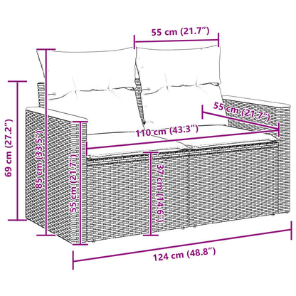 Gartensofa-set 10 stk. Schwarz Poly-Rattan