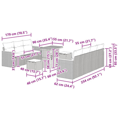 Gartensofa-set 10 stk. Schwarz Poly-Rattan