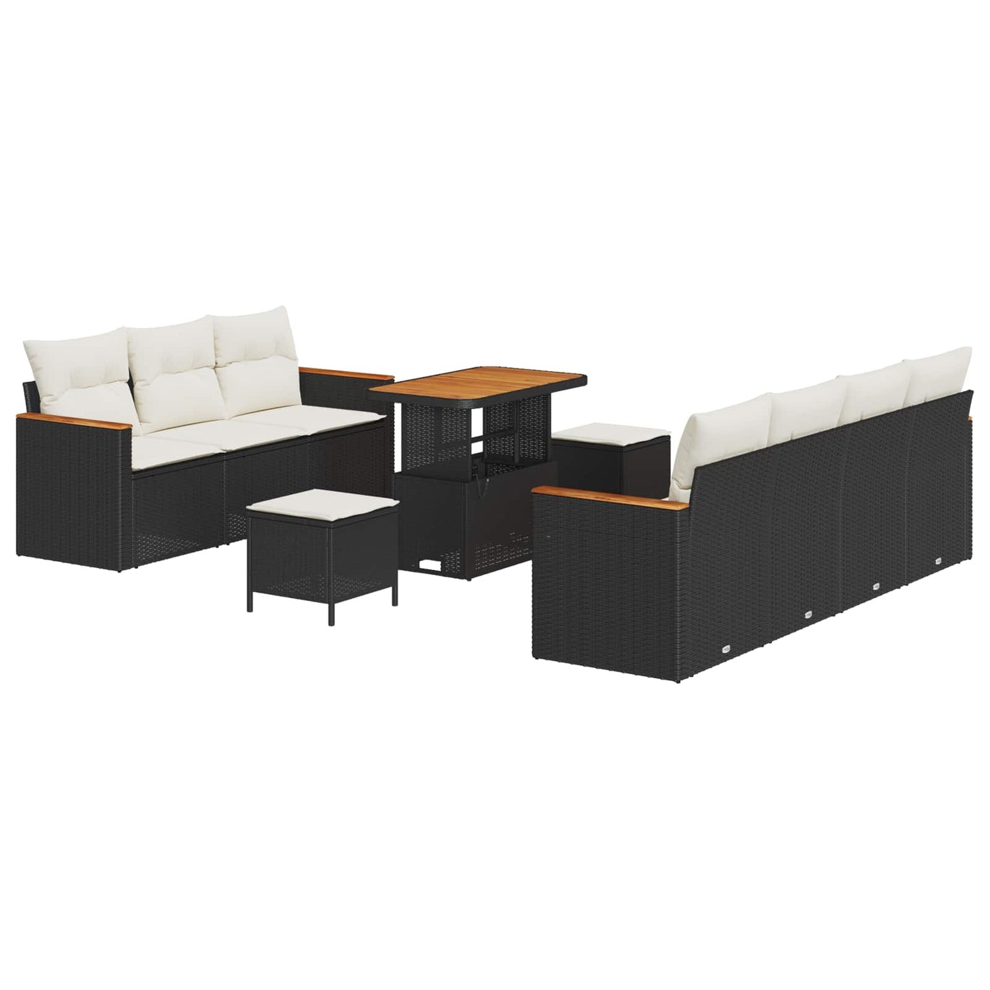 Gartensofa-set 10 stk. Schwarz Poly-Rattan
