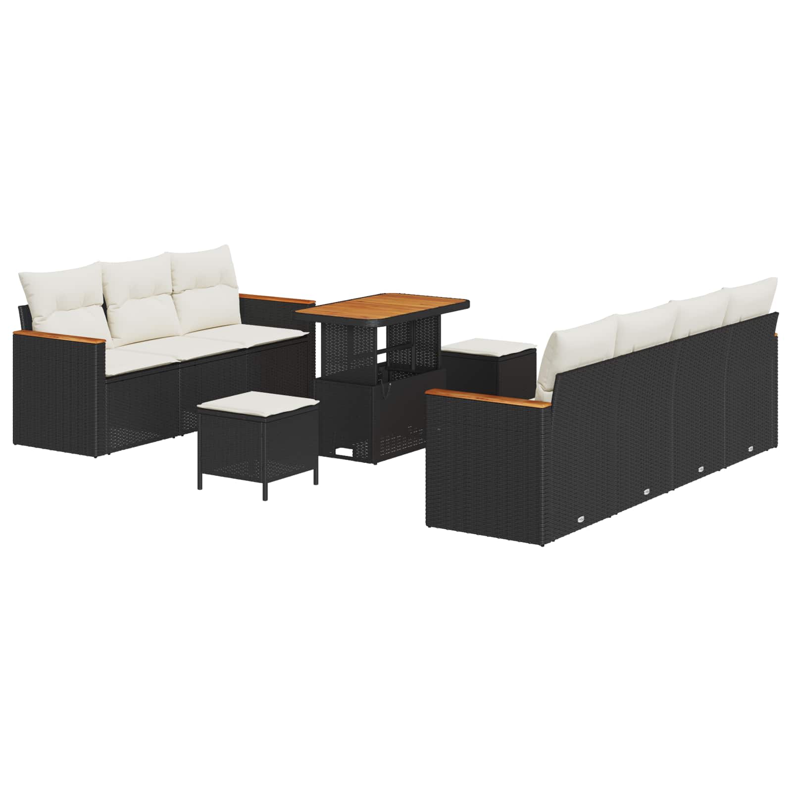 Gartensofa-set 10 stk. Schwarz Poly-Rattan