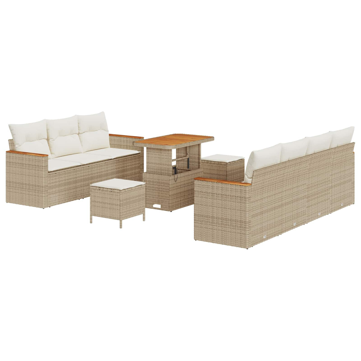 Gartensofa-set 10 stk. Beige Poly-Rattan