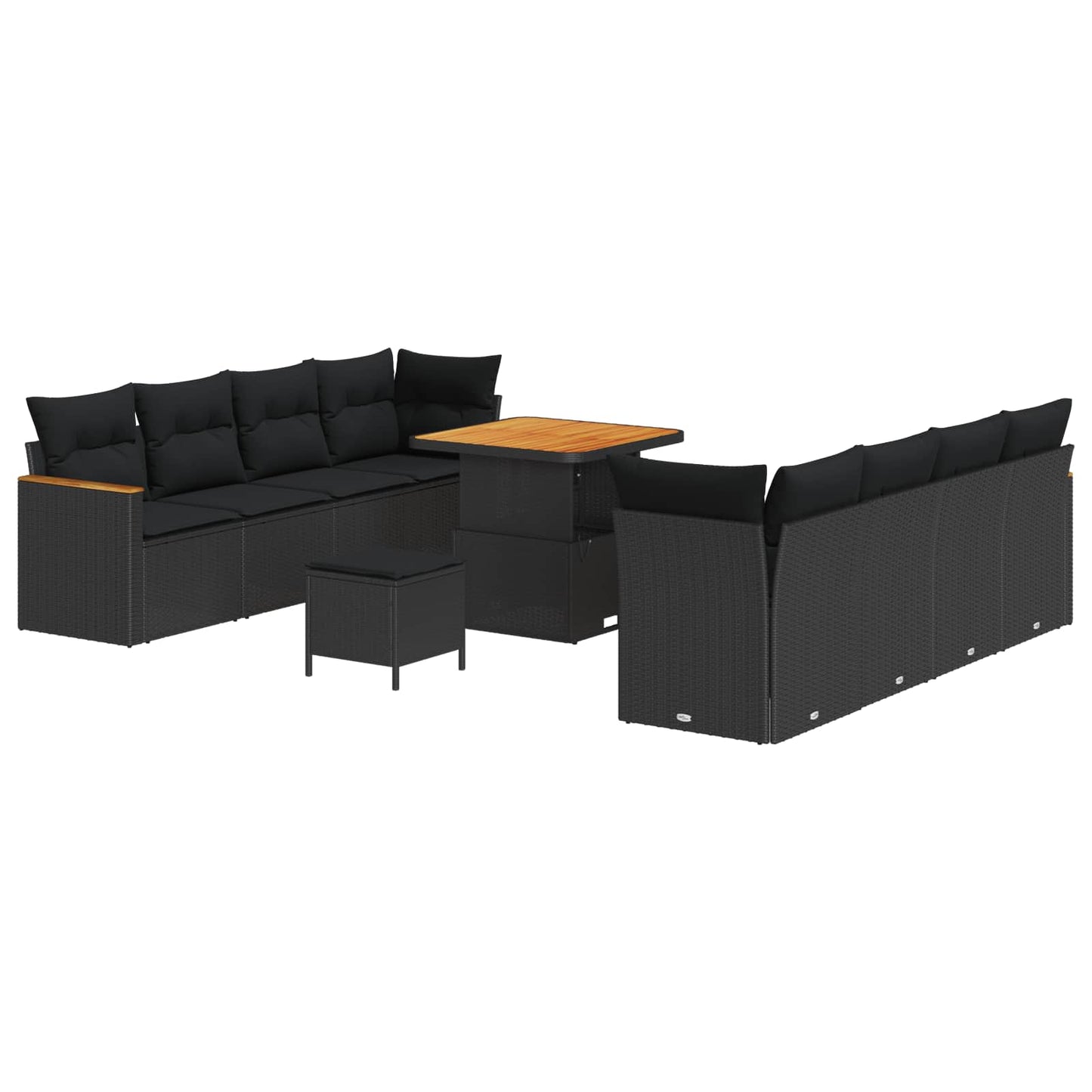 Gartensofa-set 11 Stk. Schwarz Poly-Rattan