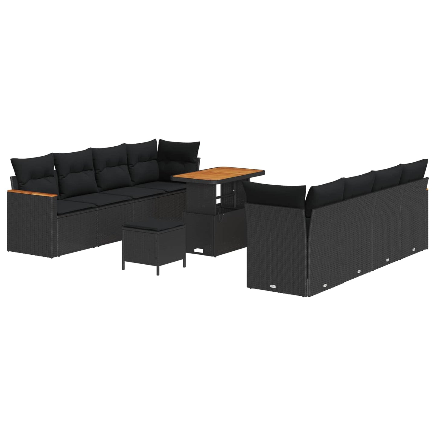 Gartensofa-set 11 Stk. Schwarz Poly-Rattan