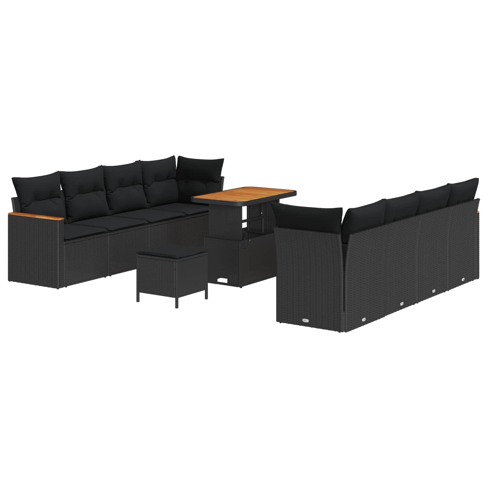 Gartensofa-set 11 Stk. Schwarz Poly-Rattan