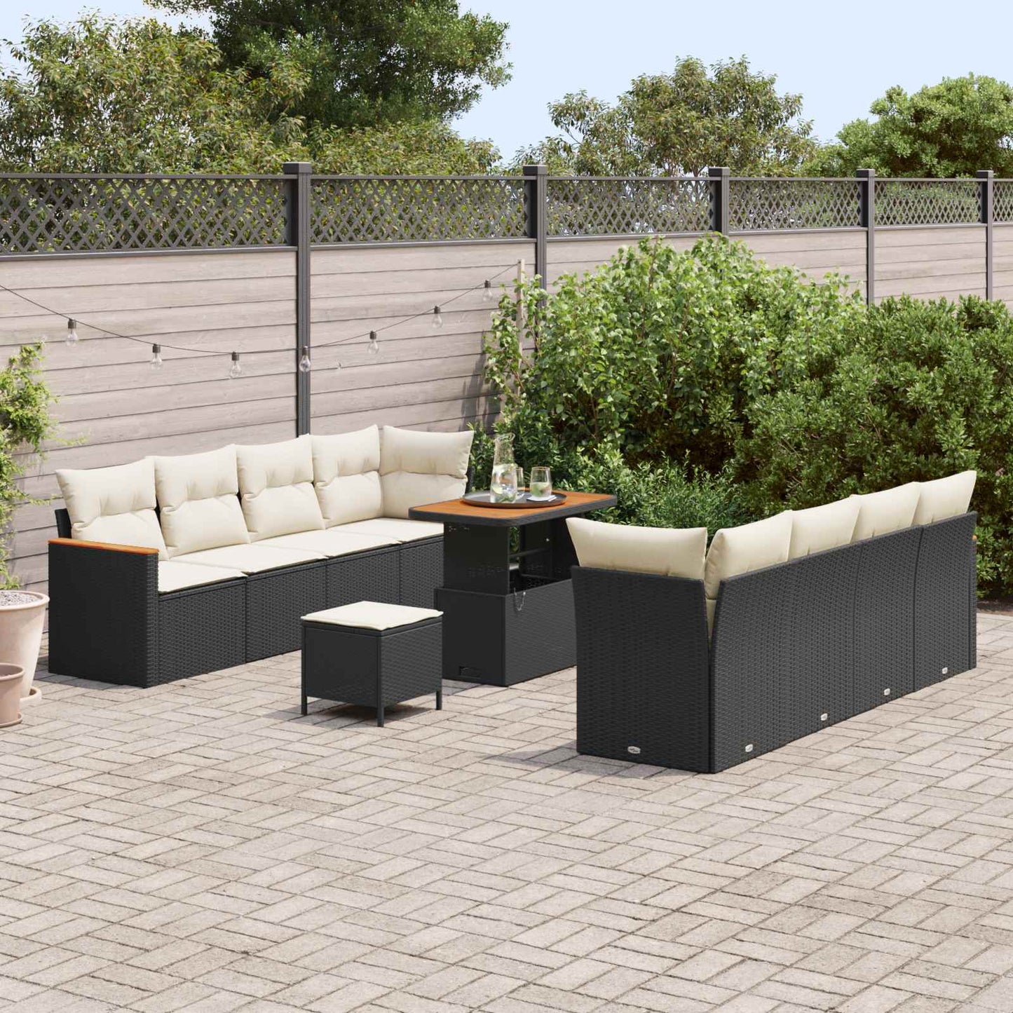 Gartensofa-set 11 pcs Schwarz Poly-Rattan