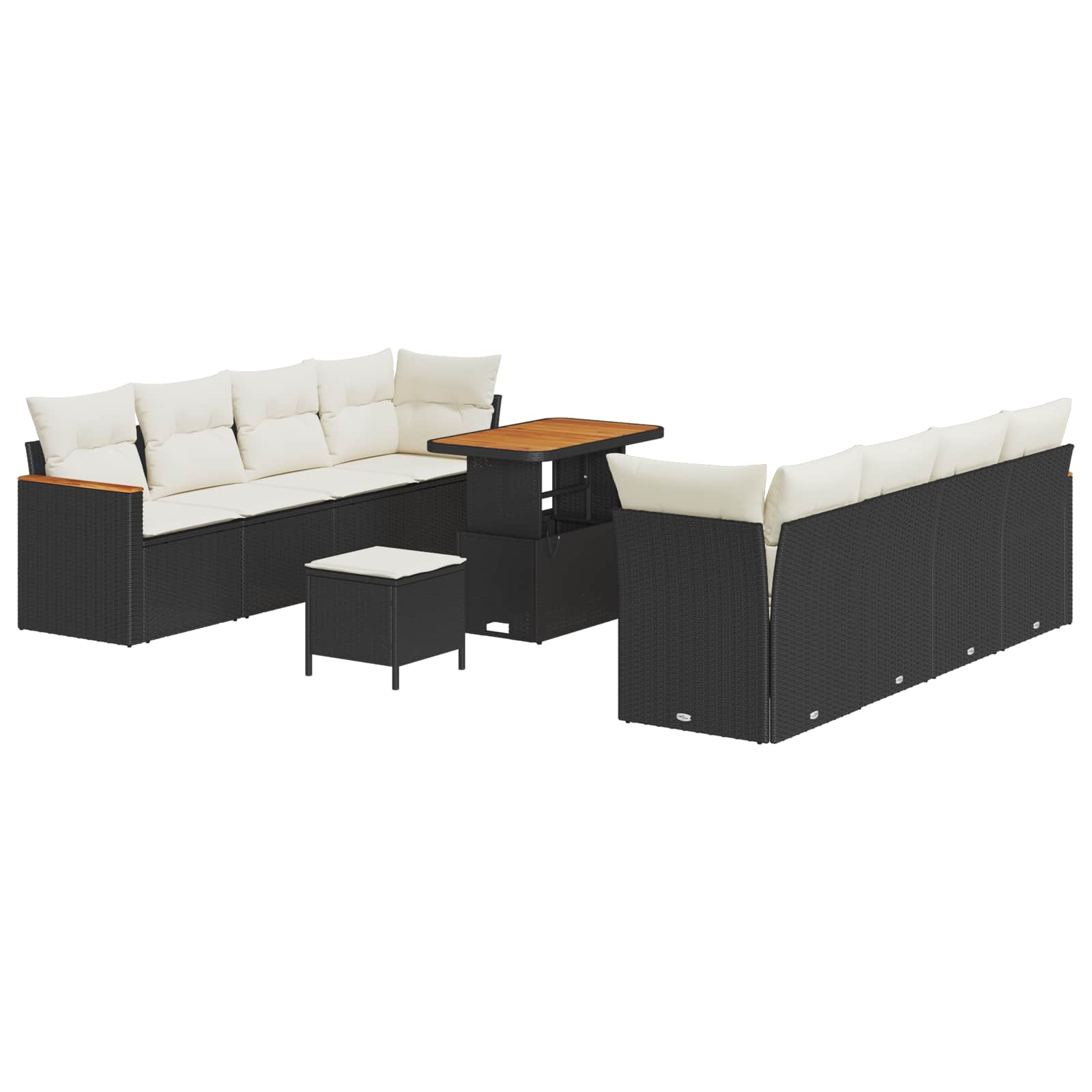 Gartensofa-set 11 Stk. Schwarz Poly-Rattan